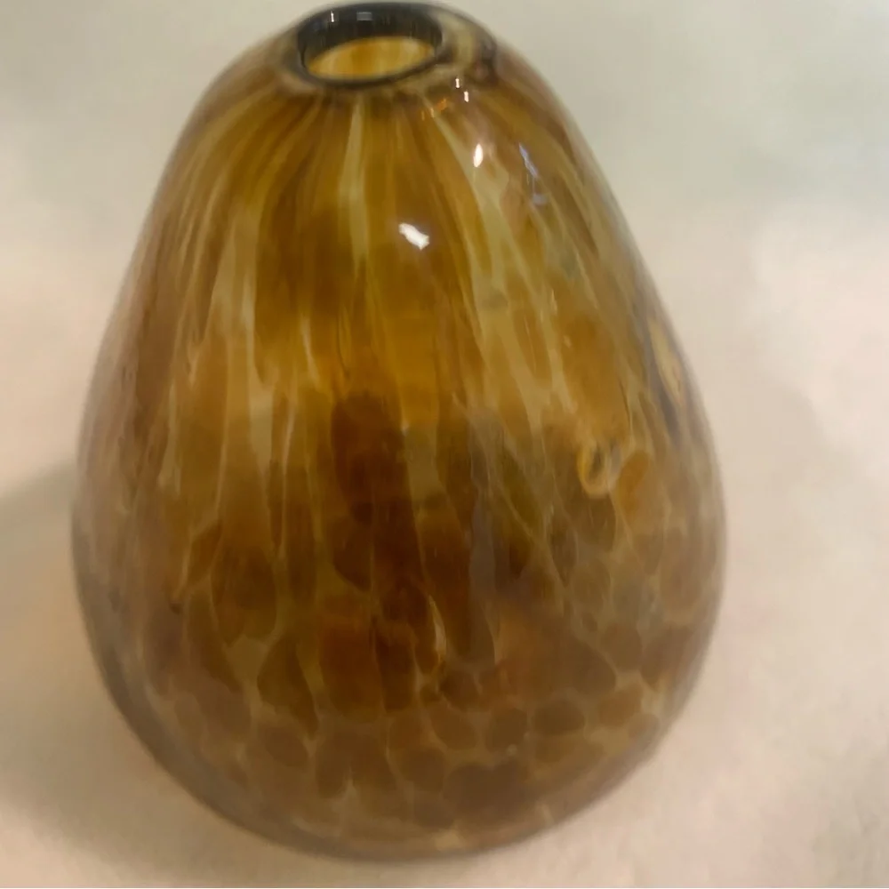 Pearlessence Hand Blown Glass Vase or Reed Diffuser Holder- Amber Brown 3”